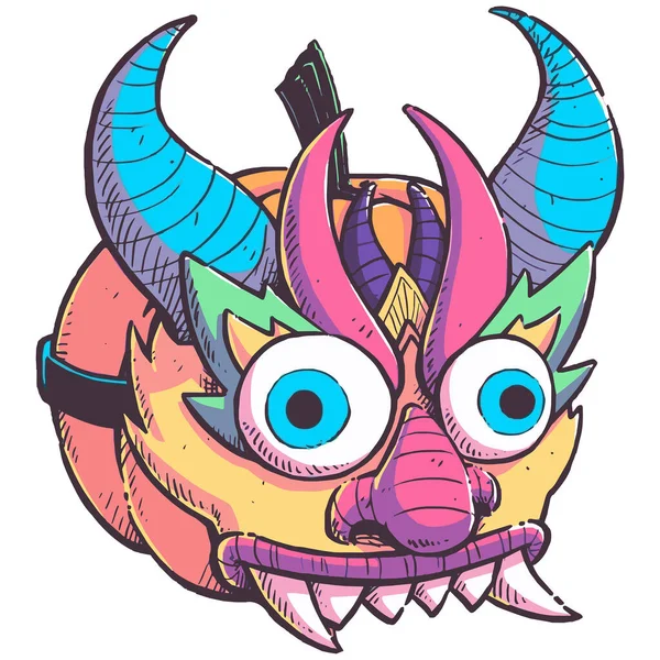 Japans Rood Oni Masker Kleurrijke Cartoon Stijl Vector Illustratie Voor — Stockvector