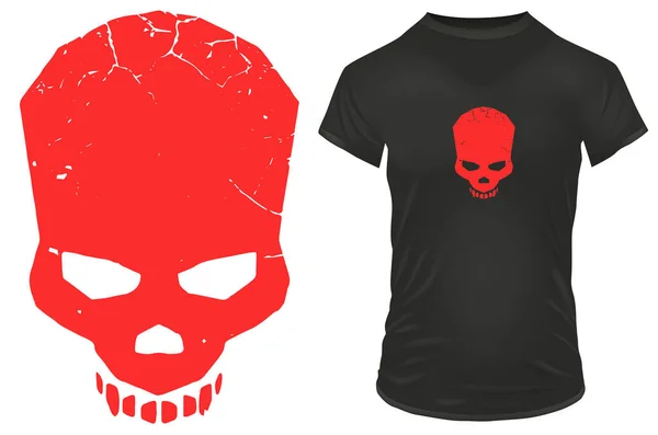 Silueta Cráneo Rojo Enojado Ilustración Vectorial Para Camiseta Sitio Web — Archivo Imágenes Vectoriales