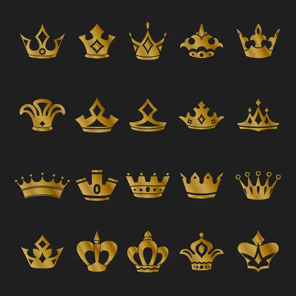 Gold Königliche Krone Vektor Set — Stockvektor