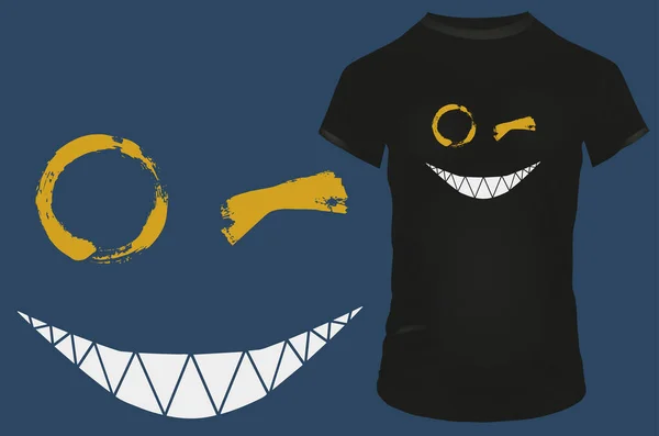 Diseño Camiseta Con Sonrisa Traviesa Impresión — Archivo Imágenes Vectoriales