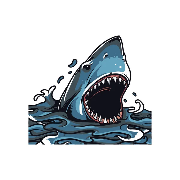 Vector Illustration Shark Wave — Stock Vector