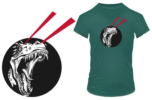 Shirt Design Com Impressão Silhueta Dyno — Vetor de Stock