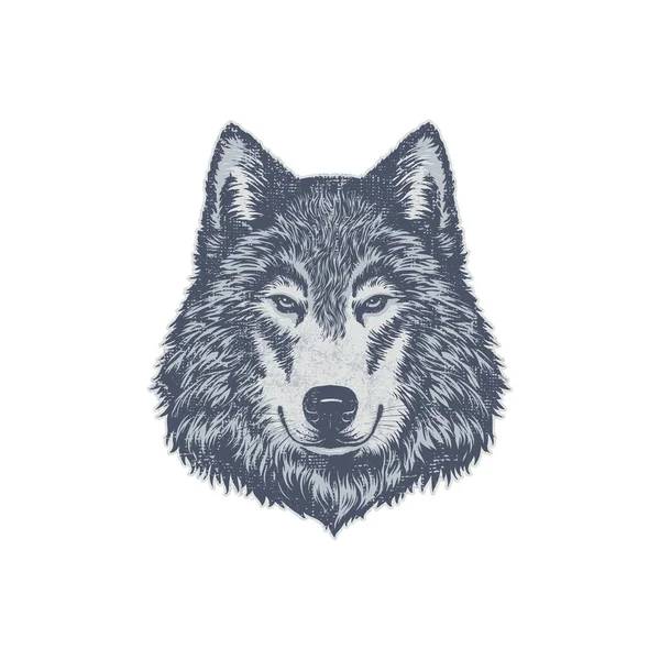 白い背景にヴィンテージグングリーオオカミ動物ヘッドマスコット Tシャツ ウェブサイト プリント クリップアート ポスター 印刷用のベクトルイラスト — ストックベクタ