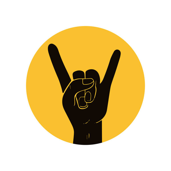 Silhouette of hand gesture of rock and roll sign. Vector illustration for tshirt, website, print, clip art, poster and print on demand merchandise.