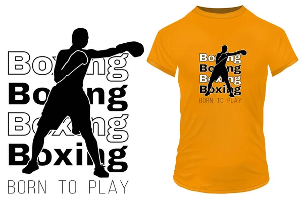 Silhouette Boxer Sports Inspirational Motivational Vector Illustration Tshirt Website Print — Stock Vector