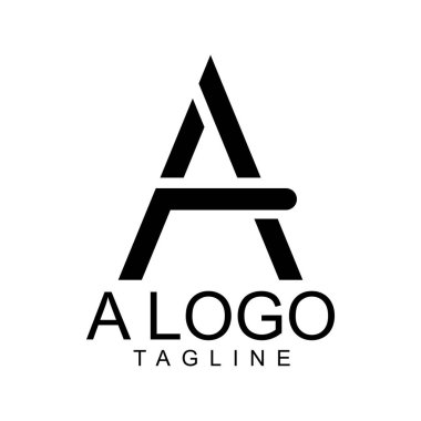 A harfi şirket logosu tasarımı. Şirketin baş harfleri. Alfabetik simge, işaret, marka adı, sembolik harf düz vektör çizimi.
