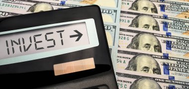 Invest in new projects with minimal risk. Calculator with the words 