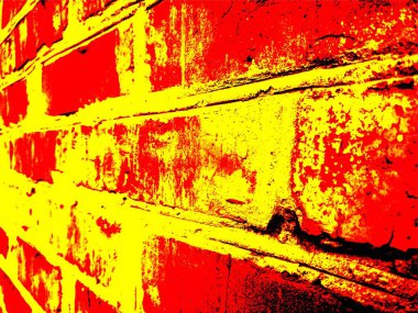 Vector red and yellow grunge background, gradient orange dark texture of an old red-hot brick wall. UHD 4K wallpaper. For screen, desktop, website design, overlay, stencil, banner, stylization