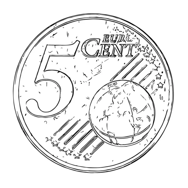 5ユーロセント硬貨のヴィンテージグランジテクスチャは デザインのオーバーレイと背景に最適です — ストックベクタ