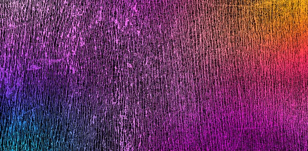 Pink blue red orange yellow grunge background. Tree bark texture with large and small grain scratches and damage. Desktop design, website banner. Big, wide, rough colorful distress template, pattern