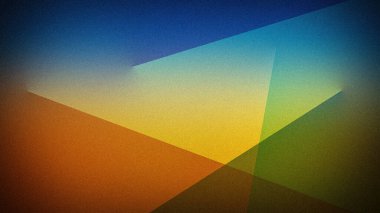 Zengin turuncu, sarı, yeşil ve mavi tonlarla harmanlanmış canlı soyut geometrik gradyan. 4K arkaplan, modern duvar kağıtları ve dijital tasarımlar için ideal