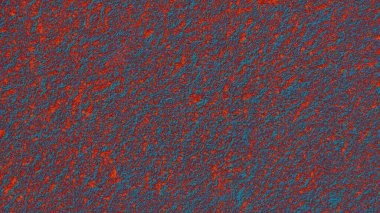 Karşıt kırmızı ve gök mavisi tonlarına sahip canlı dokulu bir yüzey, sanatsal arka planlar, duvar kağıtları ve dijital afişler için ideal bir görünüm sunuyor.