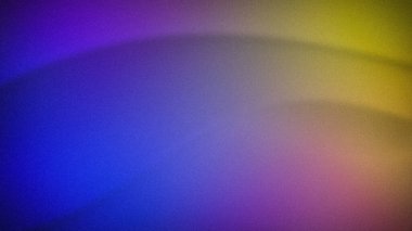 Mavi, mor, pembe ve sarı renklerin pürüzsüz geçişleriyle canlı bir soyut değişim, kumlu bir dokuya sahip, modern dijital tasarımlar için mükemmel.