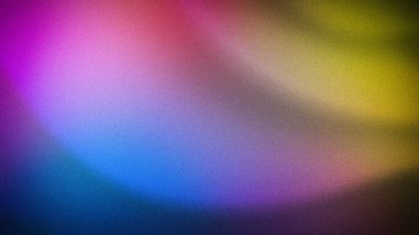 Mavi, mor, pembe ve sarı renkli canlı soyut gradyan karışımı. Yumuşak taneli dokusu modern tasarımlar için mükemmel dinamik bir zemin oluşturur.