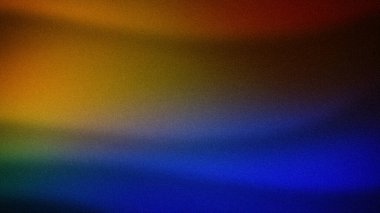 Turuncu, sarı, yeşil ve mavi renklerin canlı geçişleriyle dinamik ve soyut bir gradyan, kumlu bir dokuya sahip. Modern arka planlar, duvar kağıtları ve yaratıcı tasarımlar için ideal.