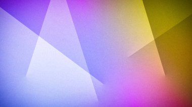 A geometric abstract background in 4K featuring a blend of purple, yellow, and blue hues. The grainy texture and intersecting shapes make it ideal for banners, wallpapers, and templates clipart