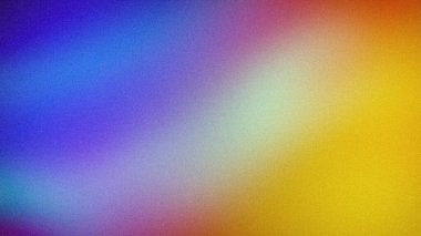 A vibrant abstract gradient with bold transitions of yellow, orange, red, purple, and blue hues, combined with a grainy texture for creative backgrounds clipart