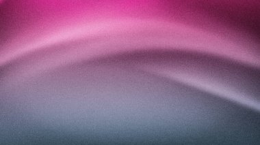 Soyut gradyan arkaplan, canlı pembe ve gri renkleri pürüzsüz kıvrımlar ve ince taneli bir doku ile harmanlıyor, modern duvar kağıtları, afişler ve tasarımlar için ideal.