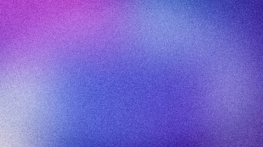 Canlı bir 4K soyut gradyan arka plan, ince tanecikli bir doku, parlak pembe, mor ve mavi renklerin uyumlu bir karışımını sergiliyor.