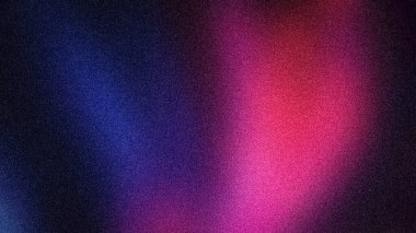 Çarpıcı mavi, mor ve kırmızı renklere sahip canlı 4K soyut gradyan, dinamik kumlu bir dokuya sahip. Cesur dijital sanat ve arka planlar için mükemmel