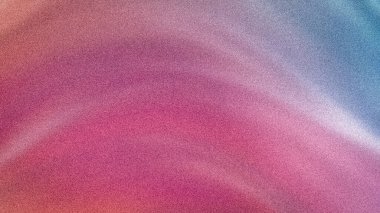 Pembe, mor ve mavi renklerin pürüzsüz geçişleriyle çarpıcı soyut 4K gradyanı, çeşitli kullanım için modern kumlu bir dokuya sahip
