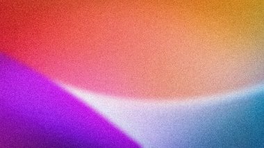 Mor, mor, turuncu ve mavi yumuşak karışımlı canlı soyut gradyan, modern arka planlar ve yaratıcı tasarımlar için mükemmel kumlu bir dokuya sahip.