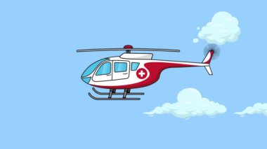 Canlandırılmış Helikopter Düz Animasyonda Uçuyor