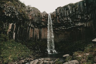 Şelale İzlanda Svartifoss - İzlanda 'daki Şelale Manzarası - Svartifoss Şelalesi Seyahat Hedefi