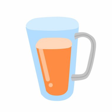 Vector illustration of a tea or orange juice drink in a large glass. flatdesign.