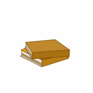 Vector illustration, stack of 2 brown books tilted, isolated white background.