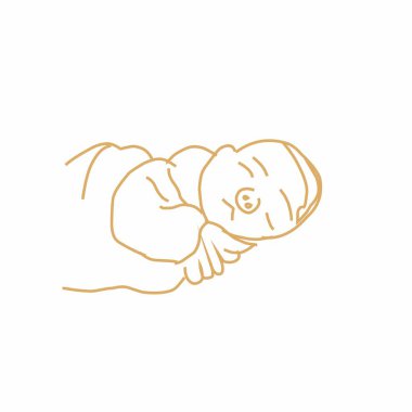line art, baby with snub nose, pretty sleeping pose.