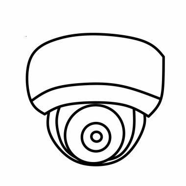 vector illustration, round CCTV line art, design about security technology, isolated white background 