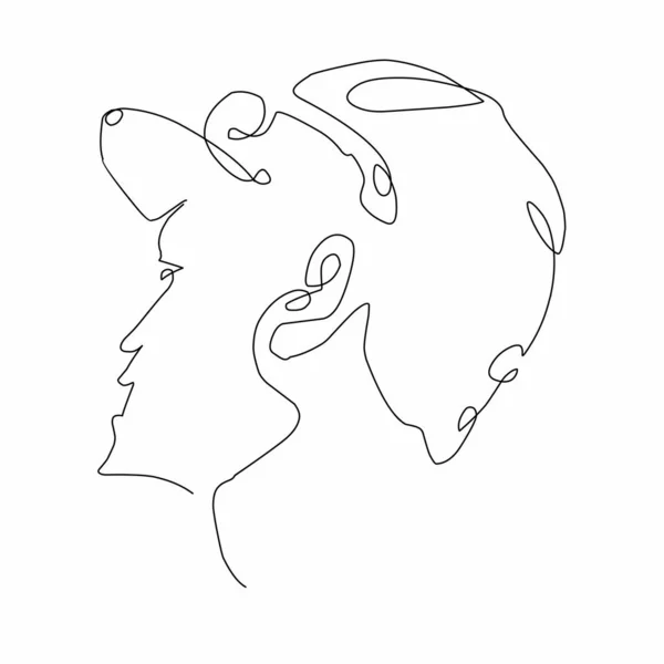 Illustrazione Uomo Che Indossa Occhiali Guardando Lato Linea Semplice Minimalista — Vettoriale Stock