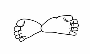 Çizgi sanatı, bebek ayağı. Bebeğin iki ayağı ayak tabanından görülebiliyor. Düz dizayn. Çizgi tasarımı