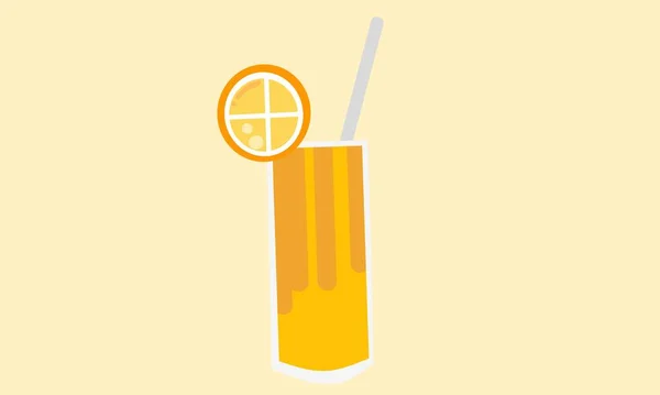 Vektorillustration Orangefarbenes Getränk Glas Isoliert Auf Orangefarbenem Hintergrund — Stockvektor