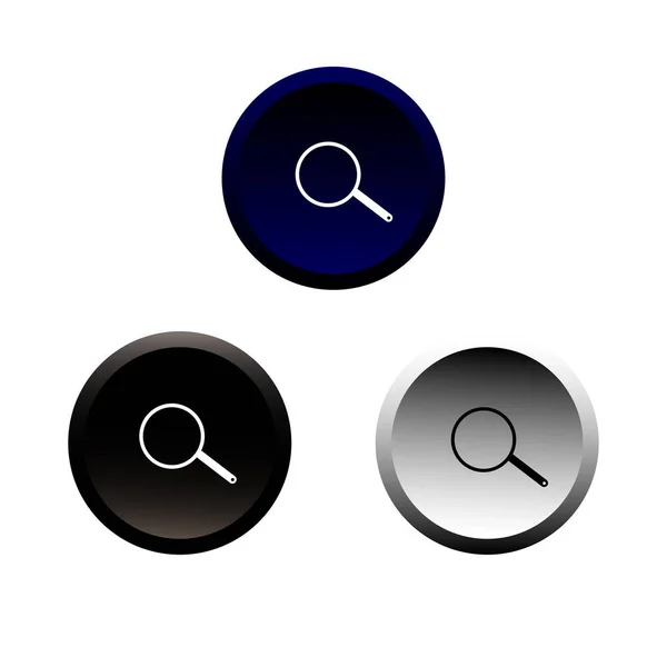 Neomorphe Schwarze Weiße Und Blaue Suchsymbole — Stockvektor