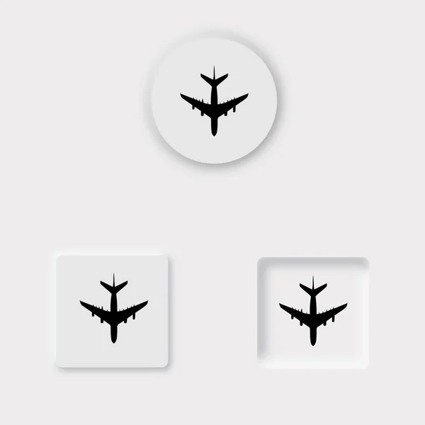 Neomorphic Plane Icon Button — 스톡 벡터