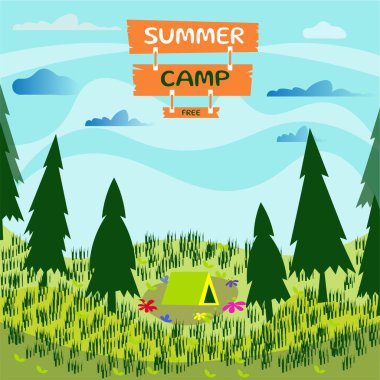 Ormanda çadırı olan yaz kampı