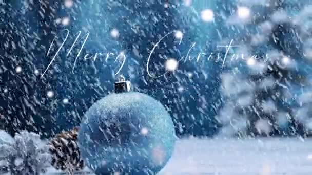 Милая Анимация Рождественскими Надписями Падающими Снежинками — стоковое видео