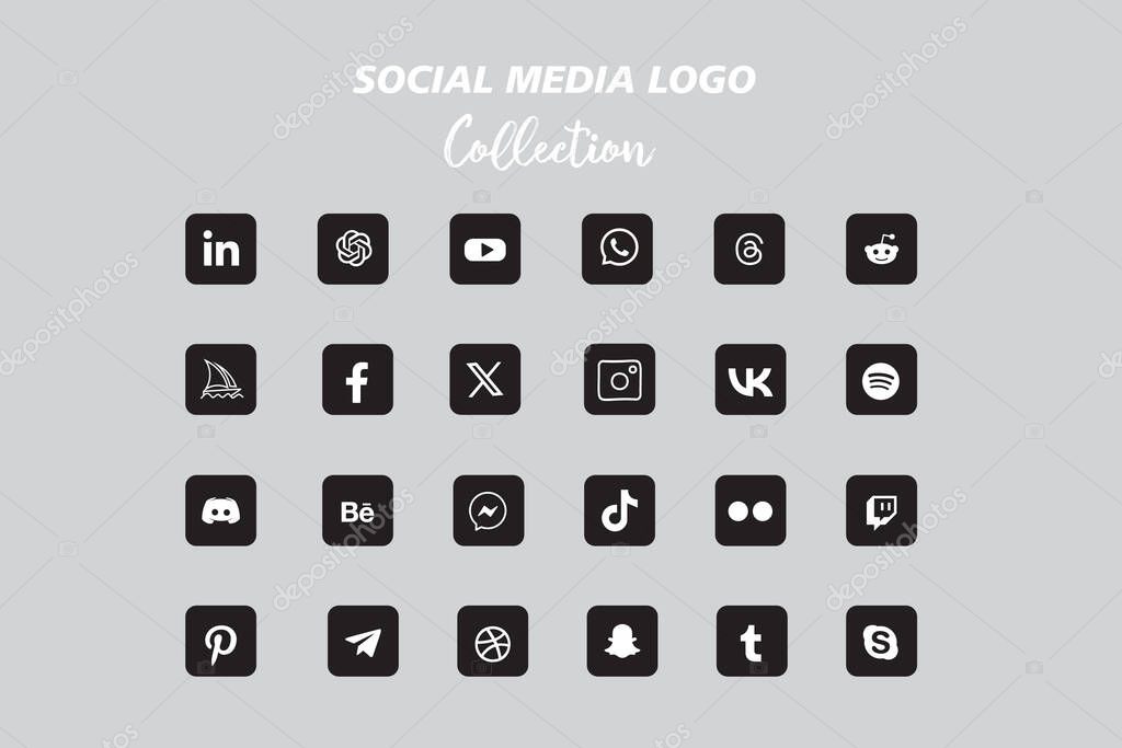 Popular social network icon collection