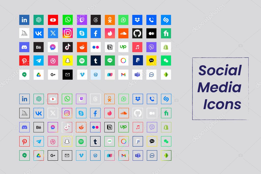 Popular social media icon collection
