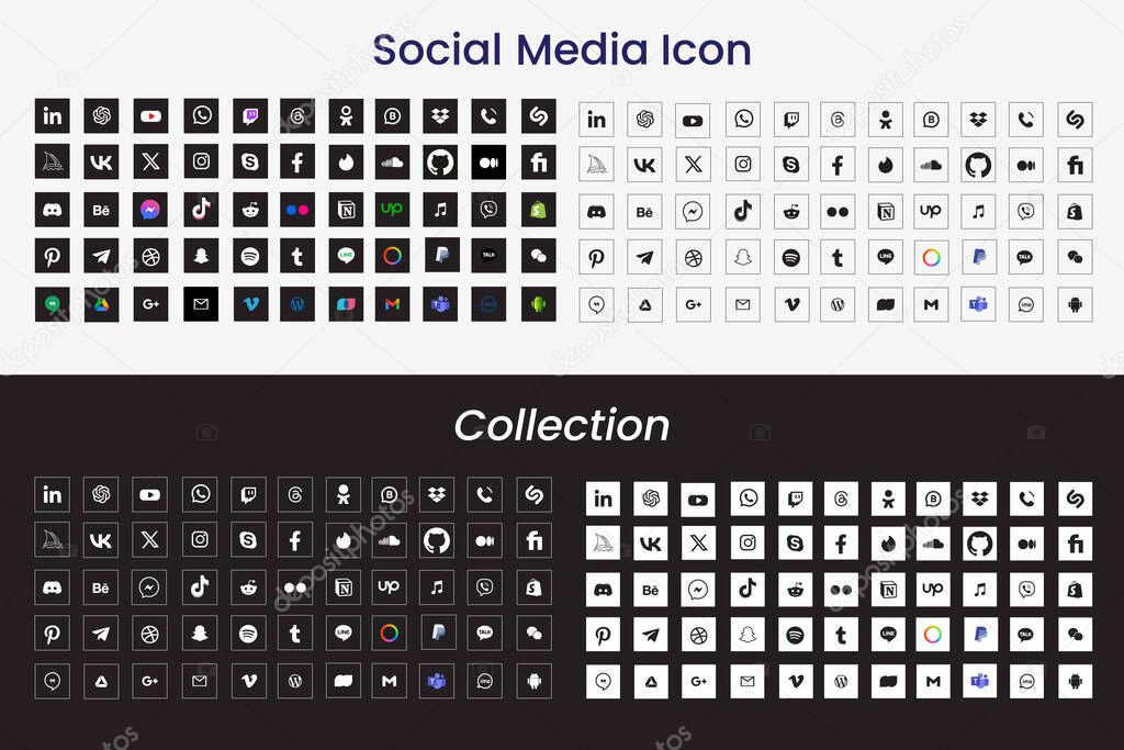 Popular social media icon collection