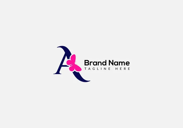 Abstract Uma Carta Moderna Inicial Borboleta Lettermarks Logotipo Design — Vetor de Stock