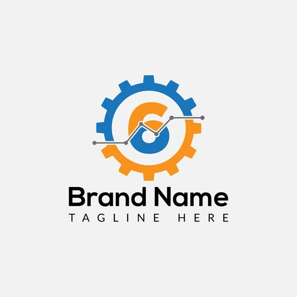 Logo Tech Gear Sur Modèle Lettre Engrenage Technique Sur Lettre — Image vectorielle