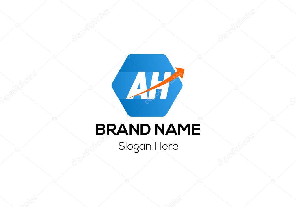Abstract modern AH logo design template