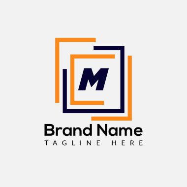 Soyut M harfi modern ilk harf logo tasarımı