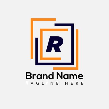 Soyut R harfi modern ilk harf logo tasarımı