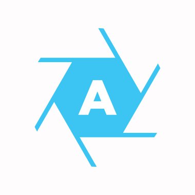 İlk Harf A Fotoğraf Makinesi Lens Konsepti. Fotoğraf Logosu Bir Harf Kamerası İşaret Logosunu Birleştirdi