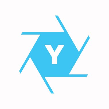 İlk harf Y Fotoğraf Makinesi Lens Kavramı. Fotoğraf Logosu Y Harfi Kamerası Logosu