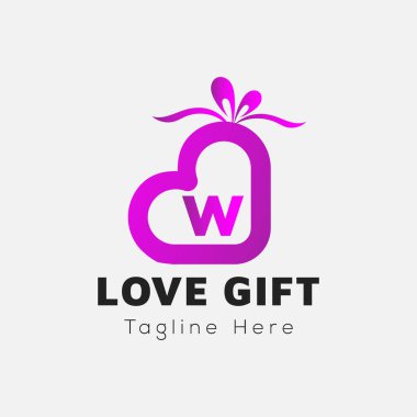 W harfi şablonunda aşk logosu. W Mektubunda Hediye, İlk Hediye Tabelası Konsepti